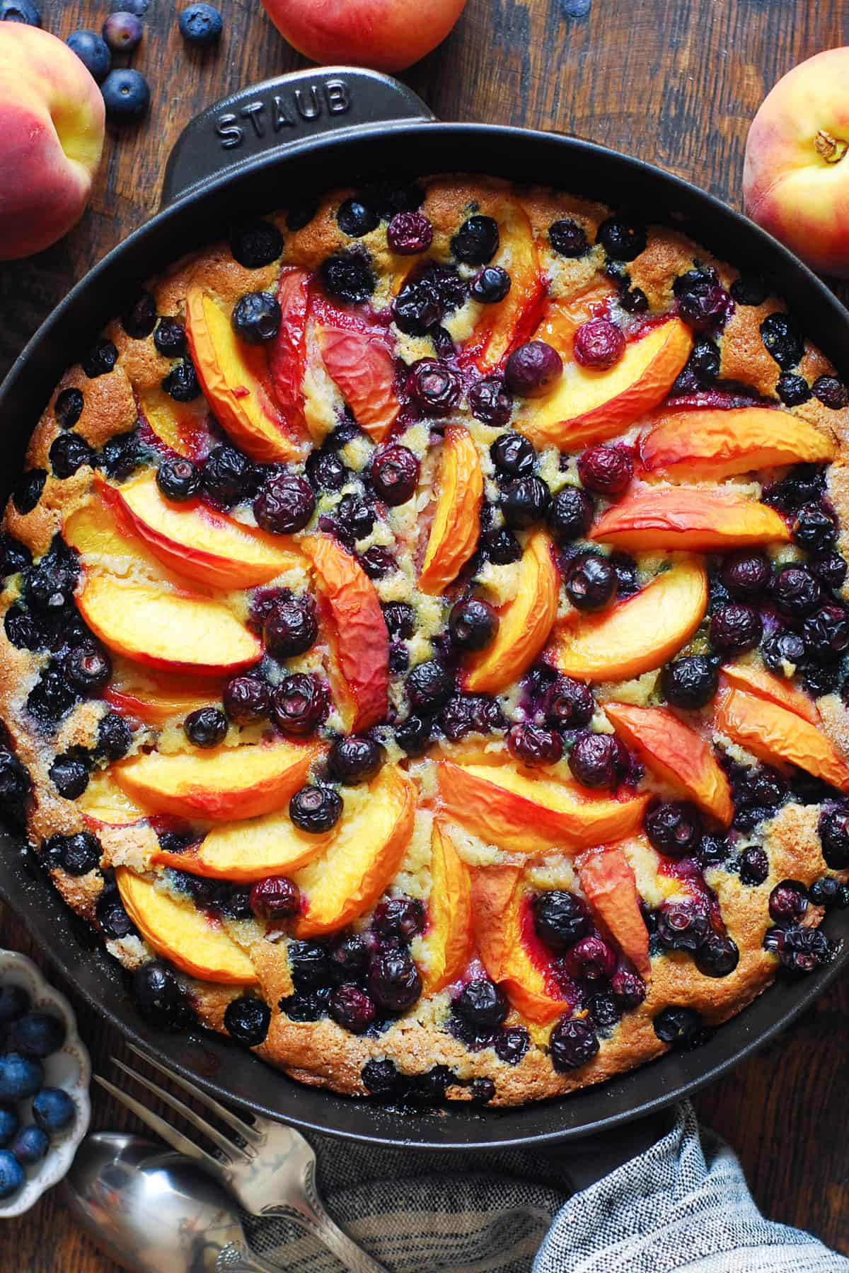 Peach and Blueberry skillet cake