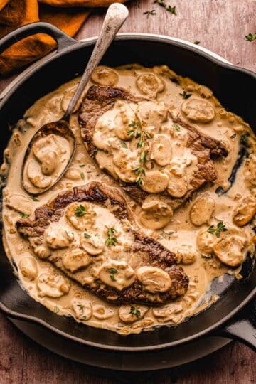 steak diane with NY strip steak