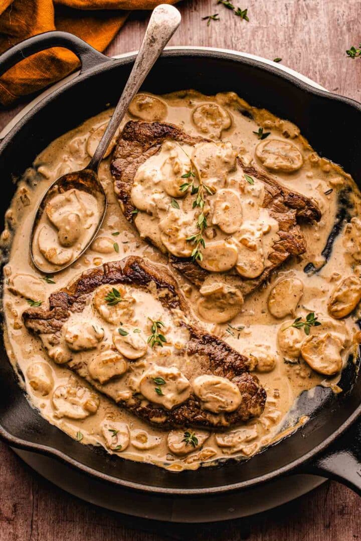 steak diane with NY strip steak