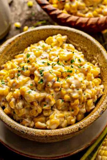 Labor Day cookout sides - Grilled Corn Side dish in a small bowl with fresh corn