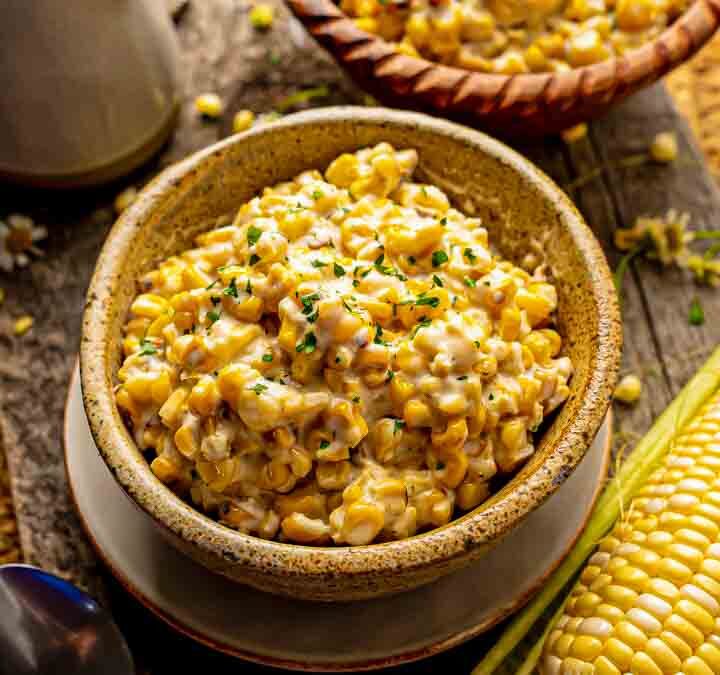 Labor Day cookout sides - Grilled Corn Side dish in a small bowl with fresh corn