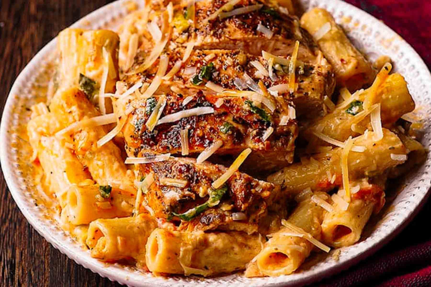 Creamy Chicken Pasta in Wine Sauce