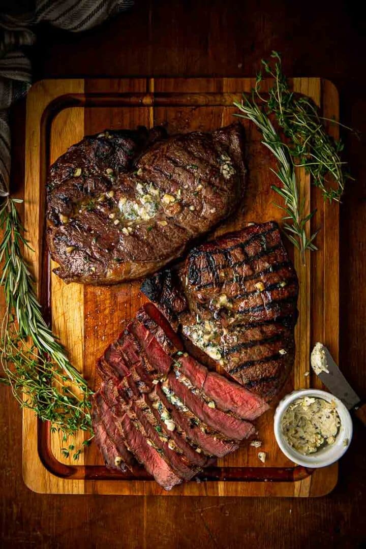 Smoked Reverse Seared Top Sirloin on the cutting board