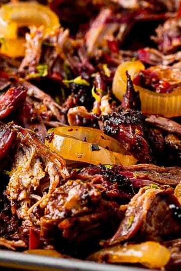 ex Mex Smoked Chuck Roast fresh out of the Smoker - shredded with one fork