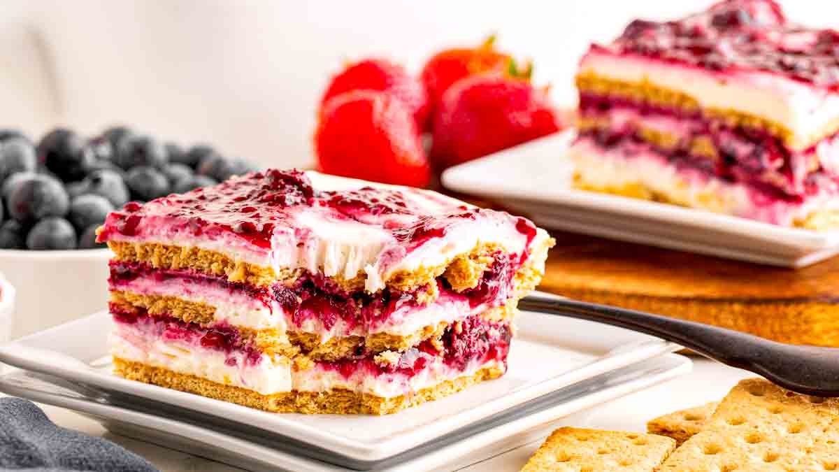 Berry Icebox Cake Layered with Berry Filling