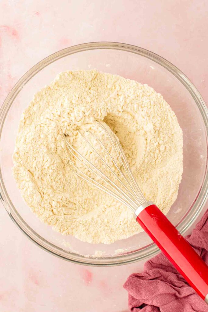 whisked dry ingredients: flour, baking soda, baking powder