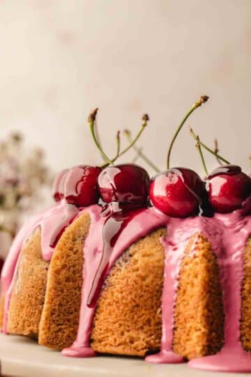Cherry Bundt Cake baked using target temperature method
