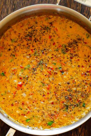 creamy sauce inside a pan