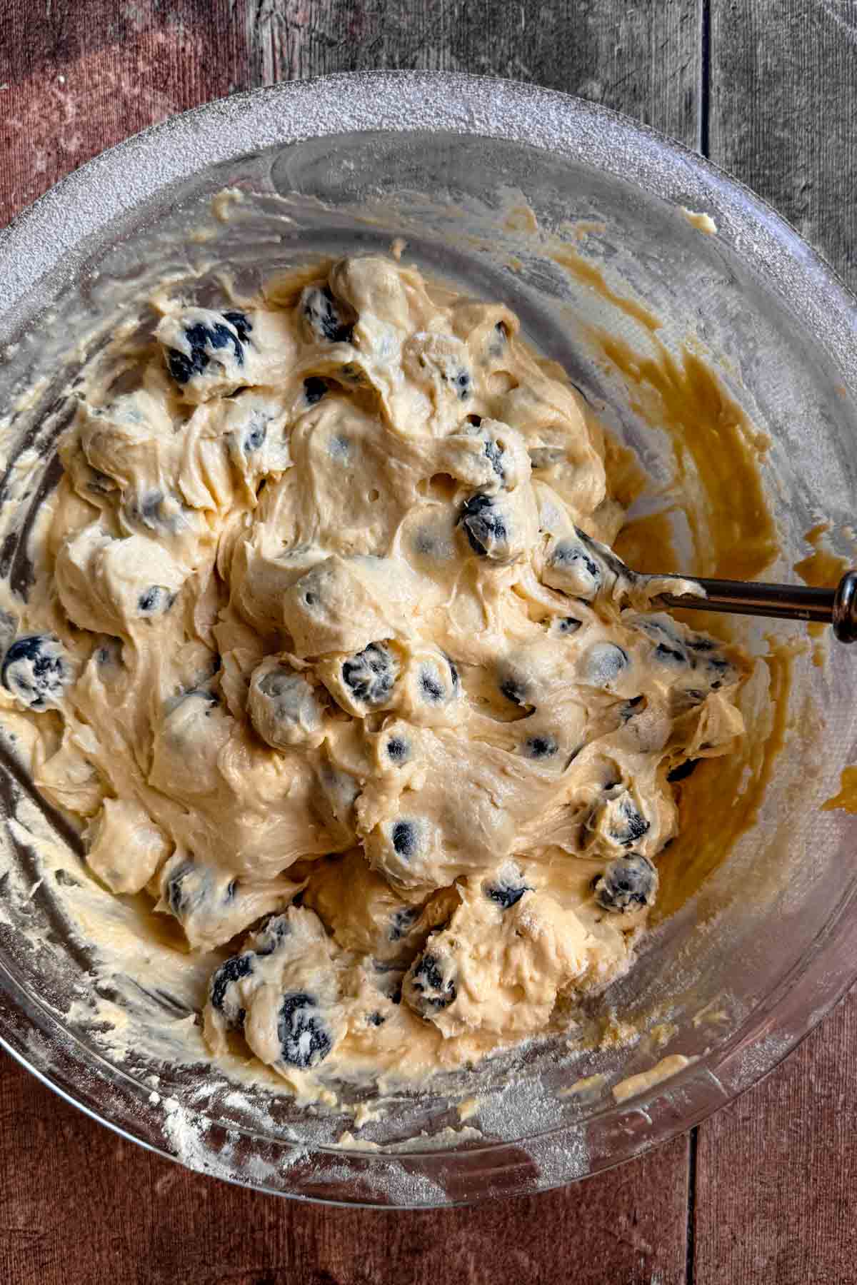 jumbo blueberry muffin batter raw before baking