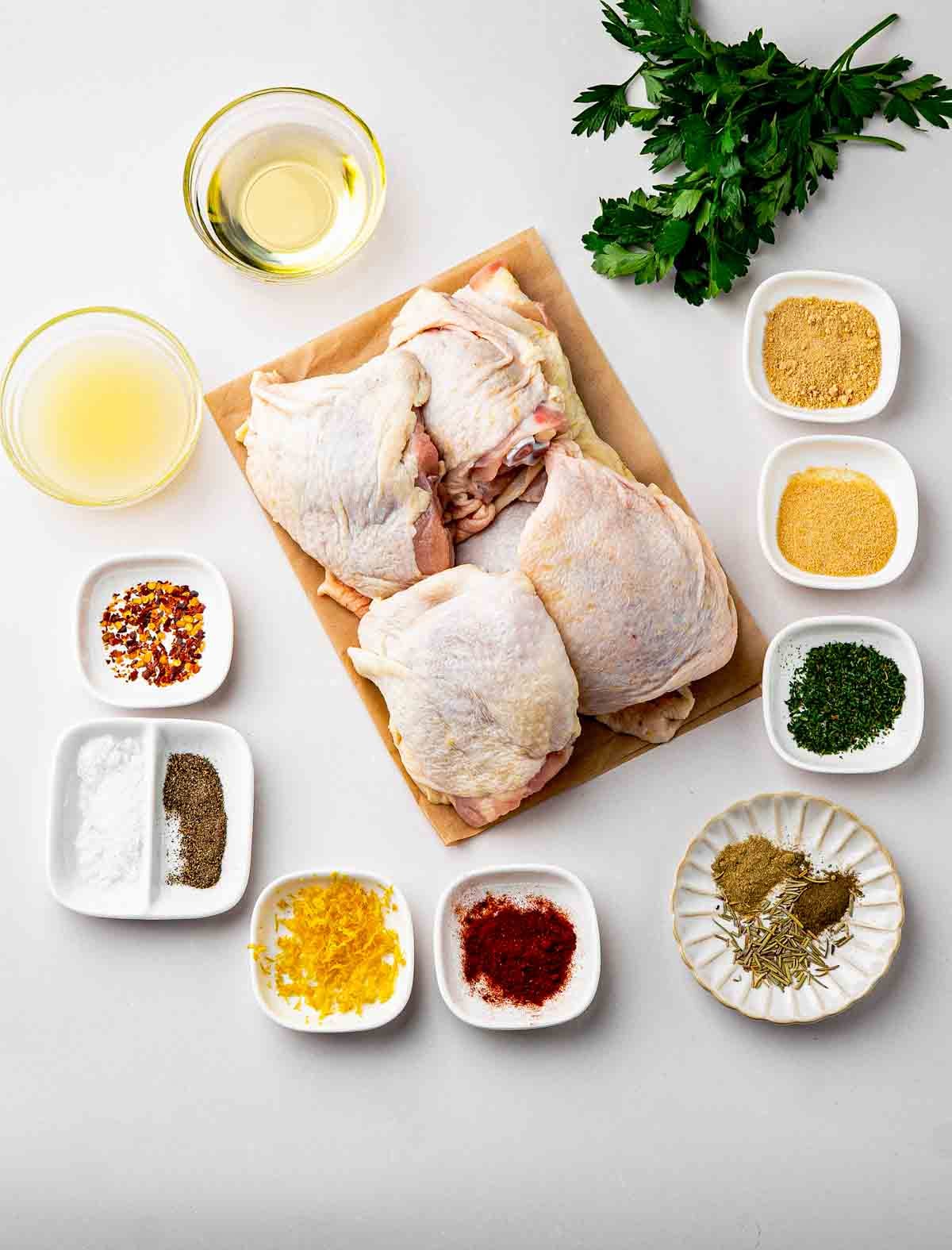 Ingredients for Lemon Pepper Dry Rub Chicken Thighs
