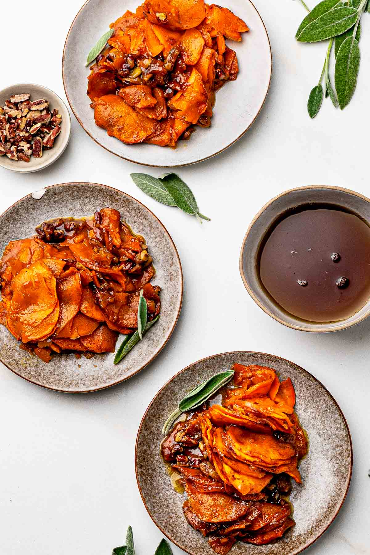 Sliced Sweet Potato Casserole on individual plates