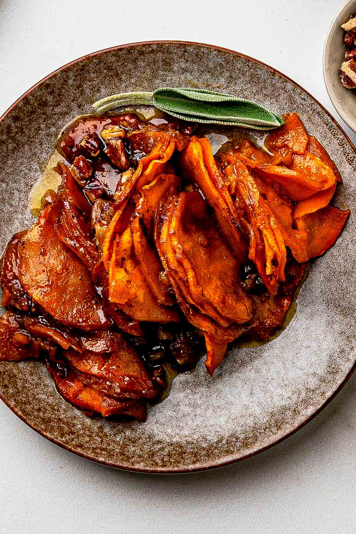 Sliced Sweet Potato Casserole on individual plate
