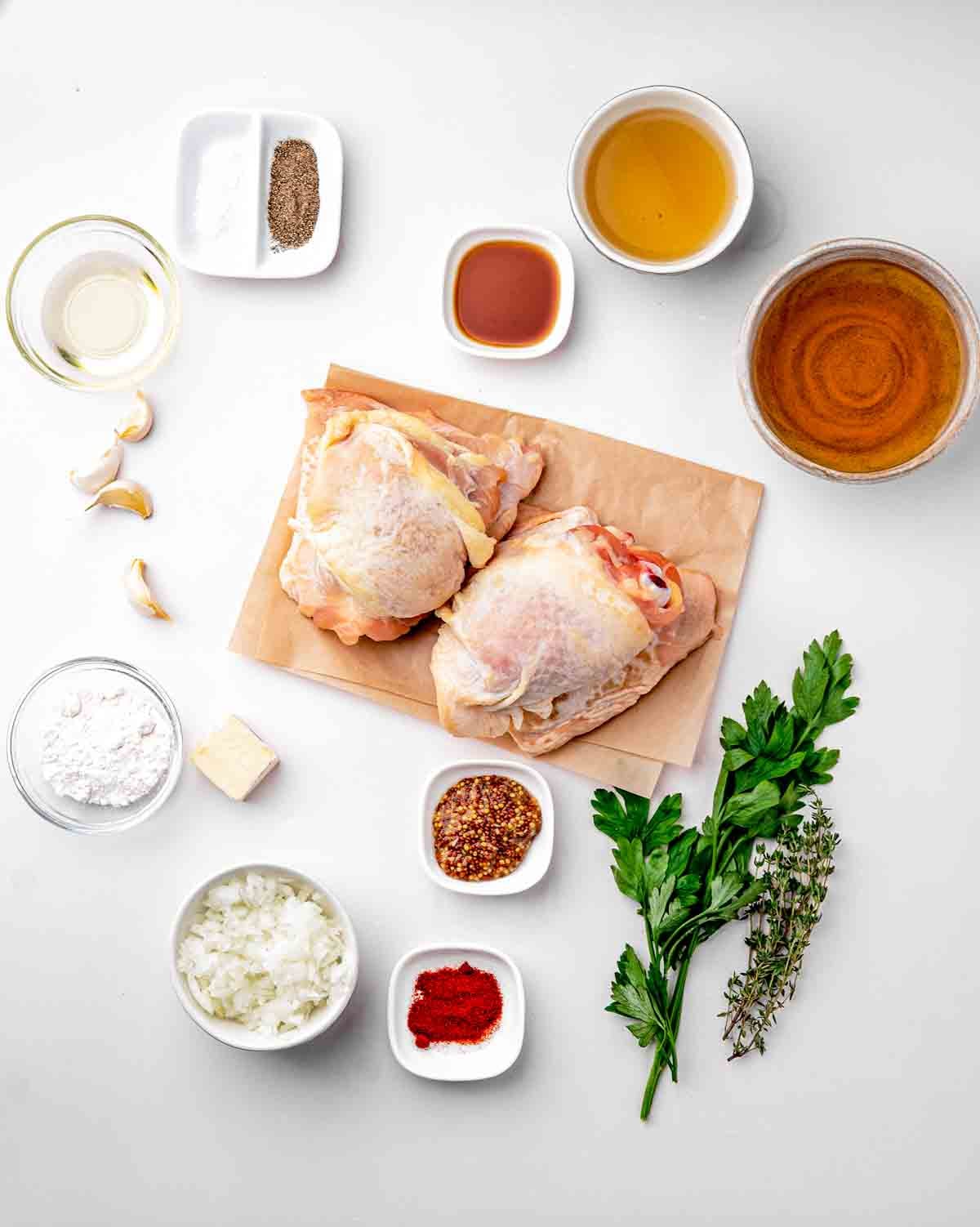 Ingredients for beer braised chciken thighs